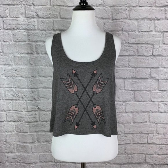 Strata Crop Tank Top Arrow Graphic Print Small - Picture 1 of 6